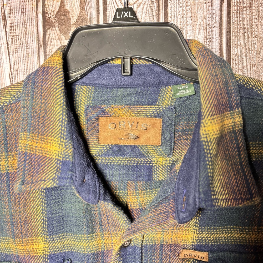 Orvis Plaid Shirt Jacket in Yellow and Blue - Picture 10 of 14